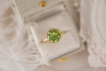 The Secret Garden Ring | 4.37 CT Round Starbrite™ Green Tourmaline