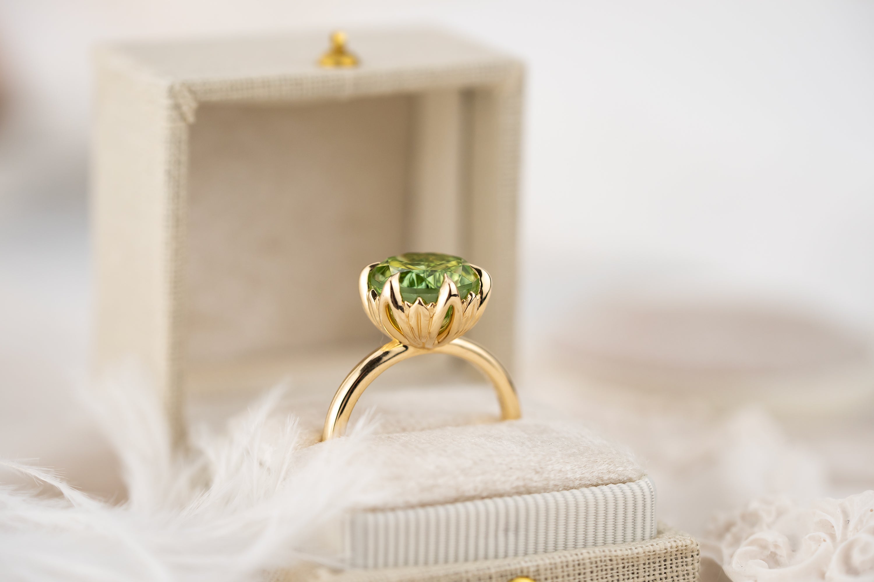 The Secret Garden Ring | 4.37 CT Round Starbrite™ Green Tourmaline