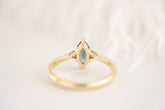 The Juniper Ring - 0.59 CT Marquise Blue Sapphire + Green Sapphire - Lavender Creek Gems 