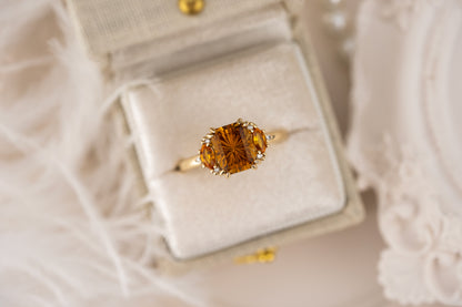The Low Maren Ring | 2.31 CT Rectangular Starbrite™ Orange Tourmaline + Orange Sapphire