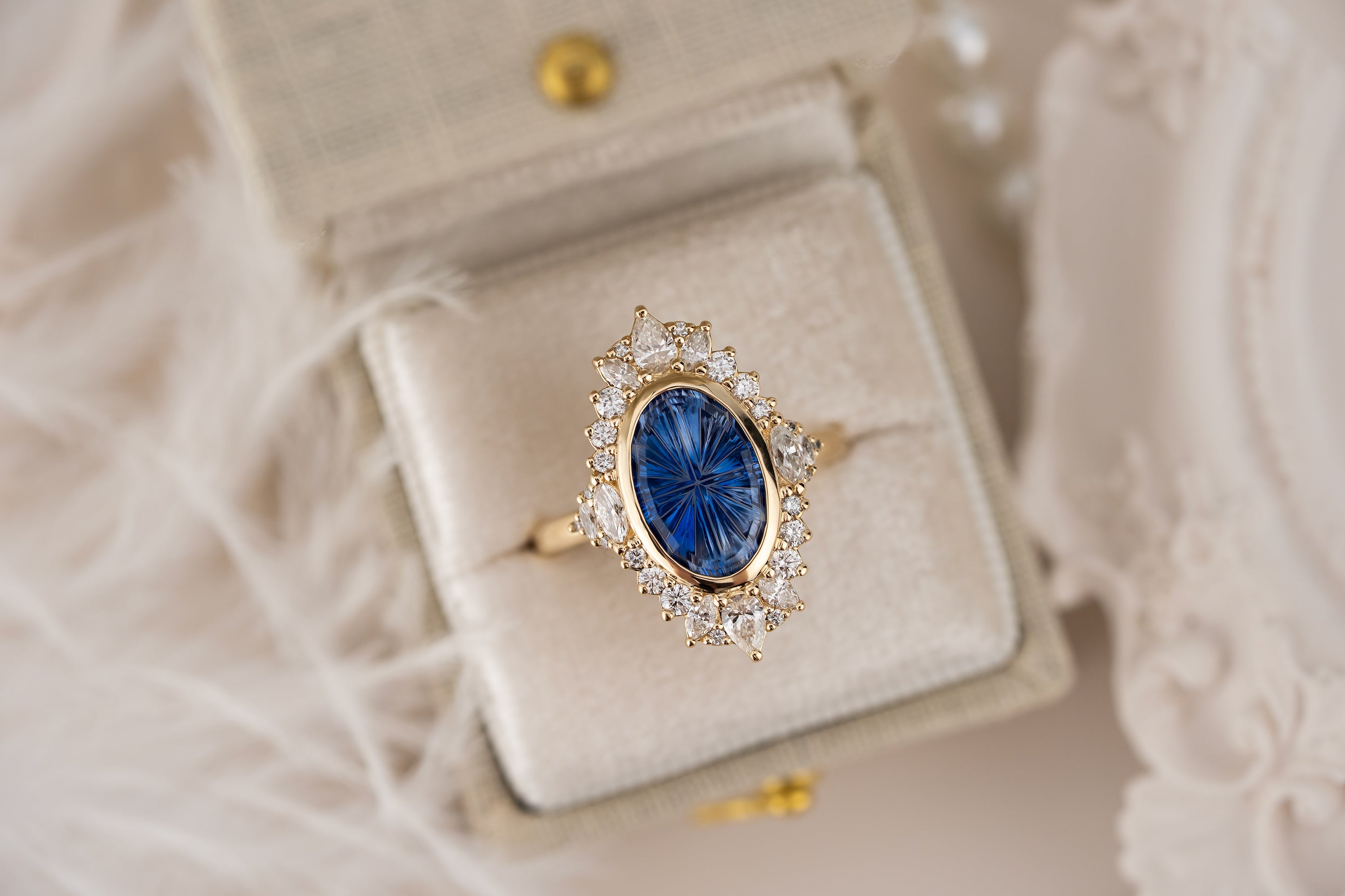 The Ethereal Ring | 3.18 CT Oval Starbrite™ Bicolor Blue Sapphire