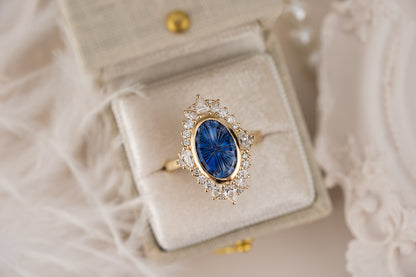 The Ethereal Ring | 3.18 CT Oval Starbrite™ Bicolor Blue Sapphire