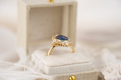 The Ethereal Ring | 3.18 CT Oval Starbrite™ Bicolor Blue Sapphire