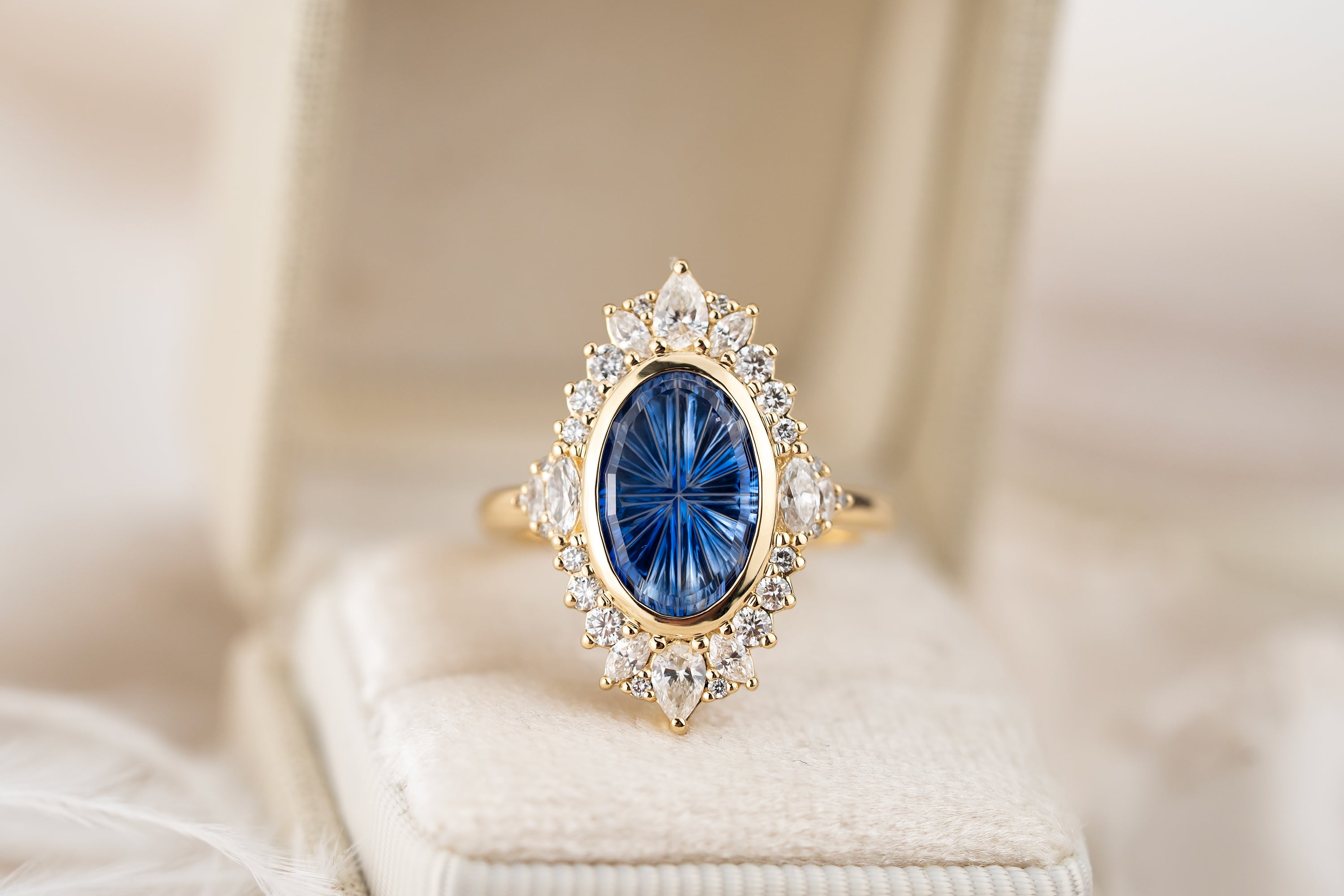 The Ethereal Ring | 3.18 CT Oval Starbrite™ Bicolor Blue Sapphire