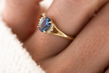 The Serendipity Ring - 1 CT Oval Blue Sapphire - Lavender Creek Gems 