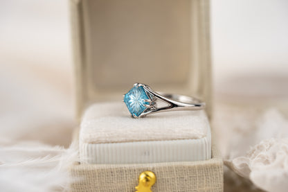The Willow Ring | 2.21 CT Square Starbrite™ Blue Zircon