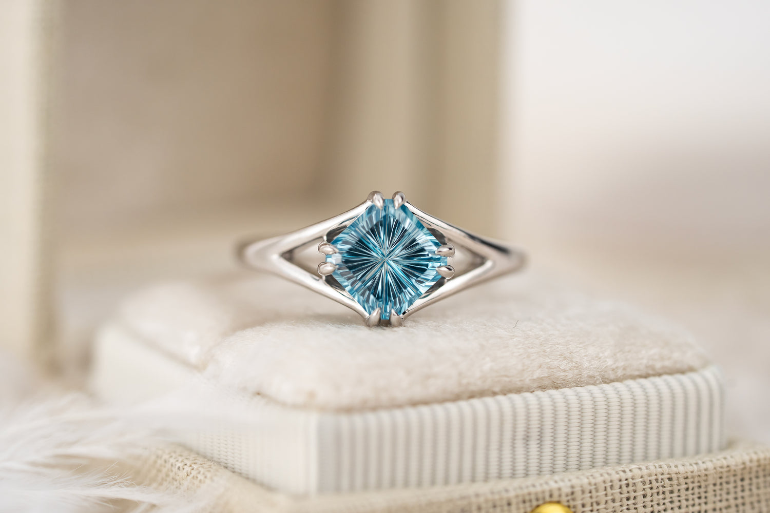 The Willow Ring | 2.21 CT Square Starbrite™ Blue Zircon