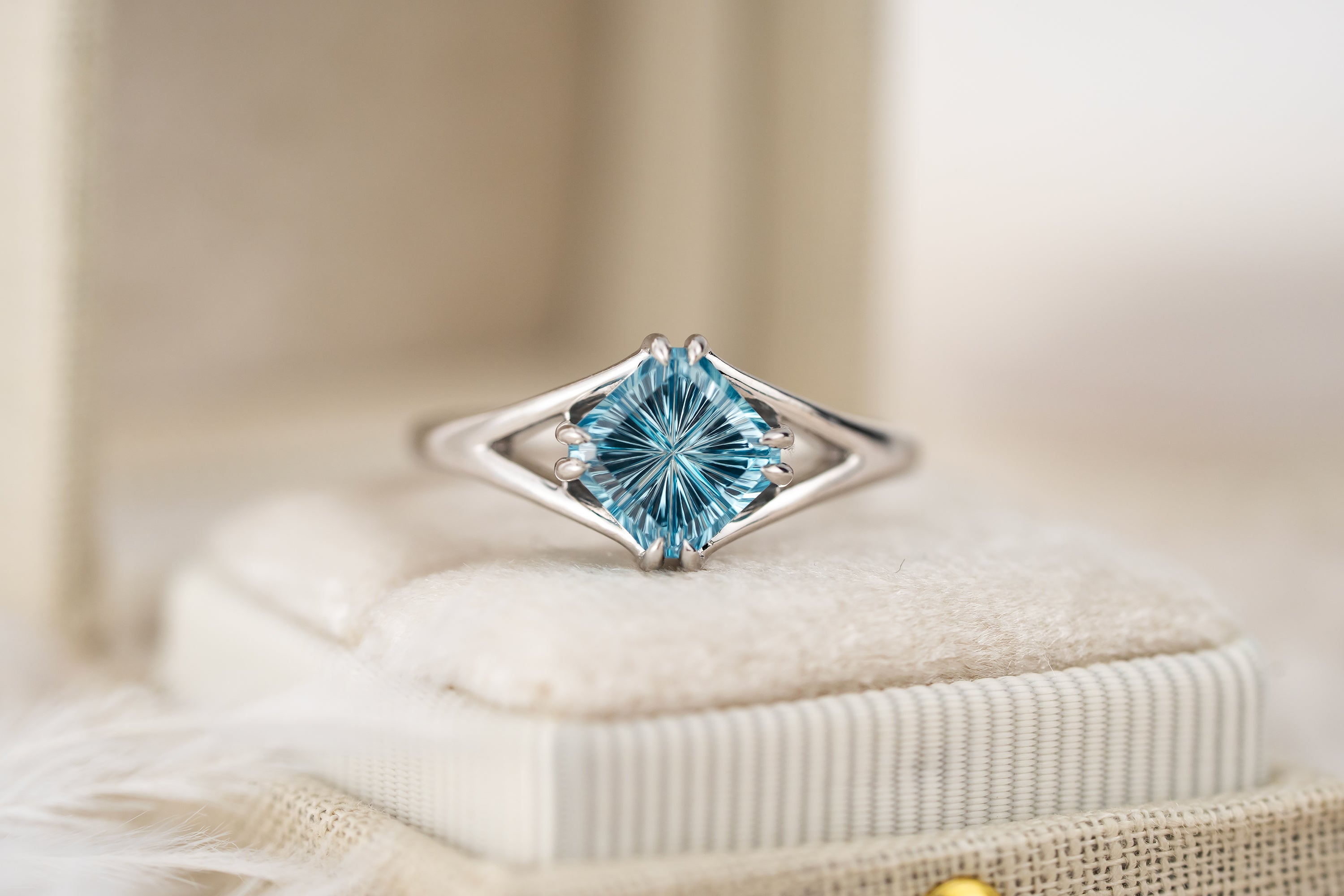The Willow Ring | 2.21 CT Square Starbrite™ Blue Zircon