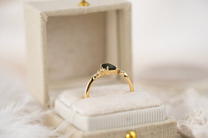 The Mini Maeve Ring | 0.79 CT Rectangular Starbrite™ Teal Sapphire