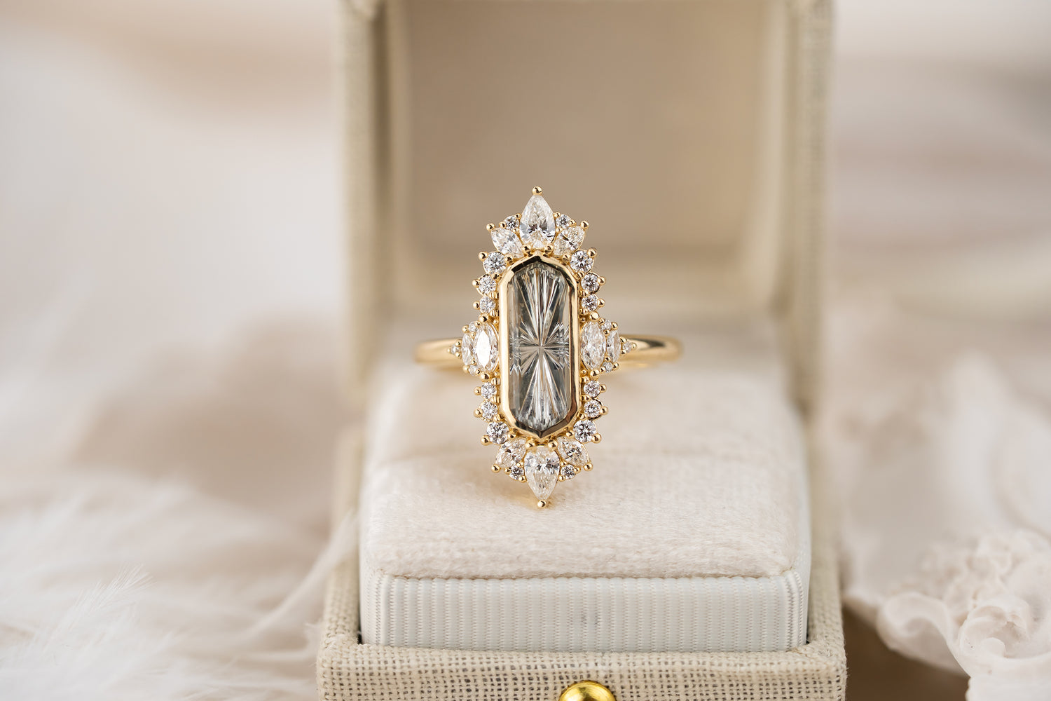 The Ethereal Ring | 1.67 CT Hexagon Starbrite™ Blue Montana Sapphire