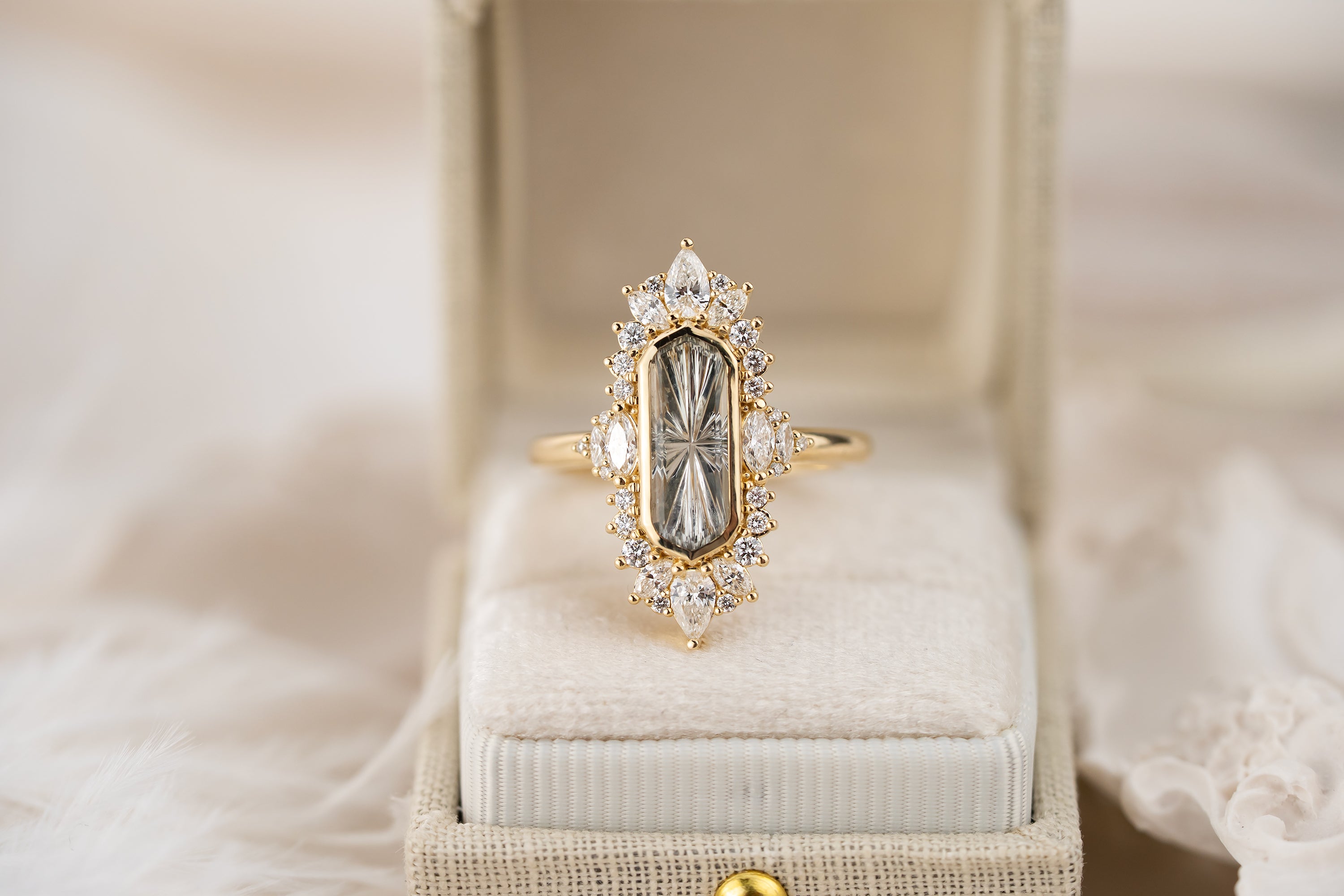 The Ethereal Ring | 1.67 CT Hexagon Starbrite™ Blue Montana Sapphire