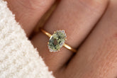The Half Halo Ring - 1.54 CT Oval Minty Teal Montana Sapphire - Lavender Creek Gems 