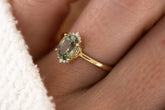 The Half Halo Ring - 1.54 CT Oval Minty Teal Montana Sapphire - Lavender Creek Gems 