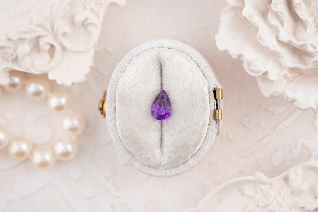 0.88 CT Pear Cut Purple Sapphire - Lavender Creek Gems 