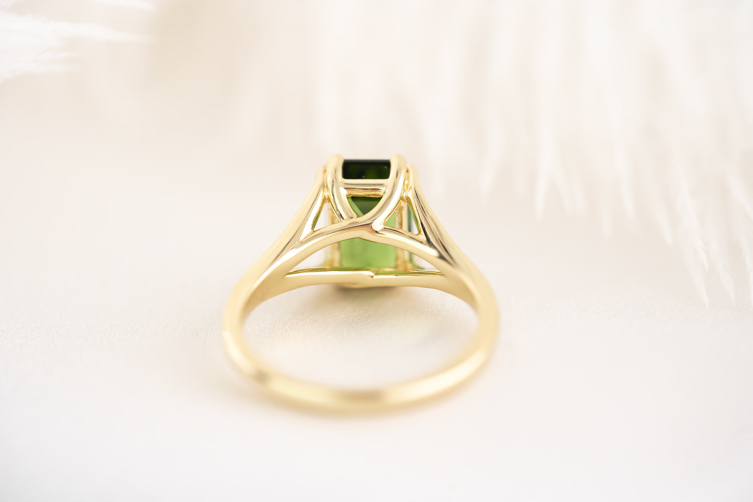 The Weaver Ring - 2.6 CT Emerald Cut Green Tourmaline - Lavender Creek Gems 