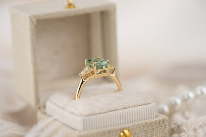 The Aya Ring | 2.05 CT Radiant Seafoam Blue Tourmaline