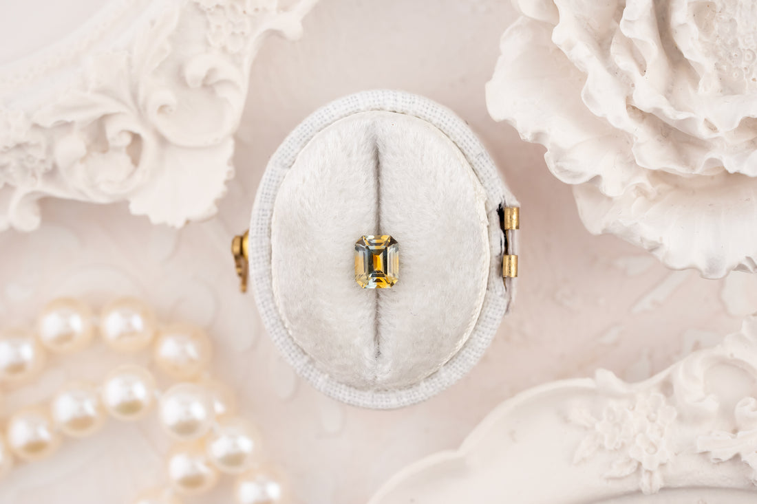 0.75 CT Emerald Cut Bicolor Montana Sapphire - Lavender Creek Gems 