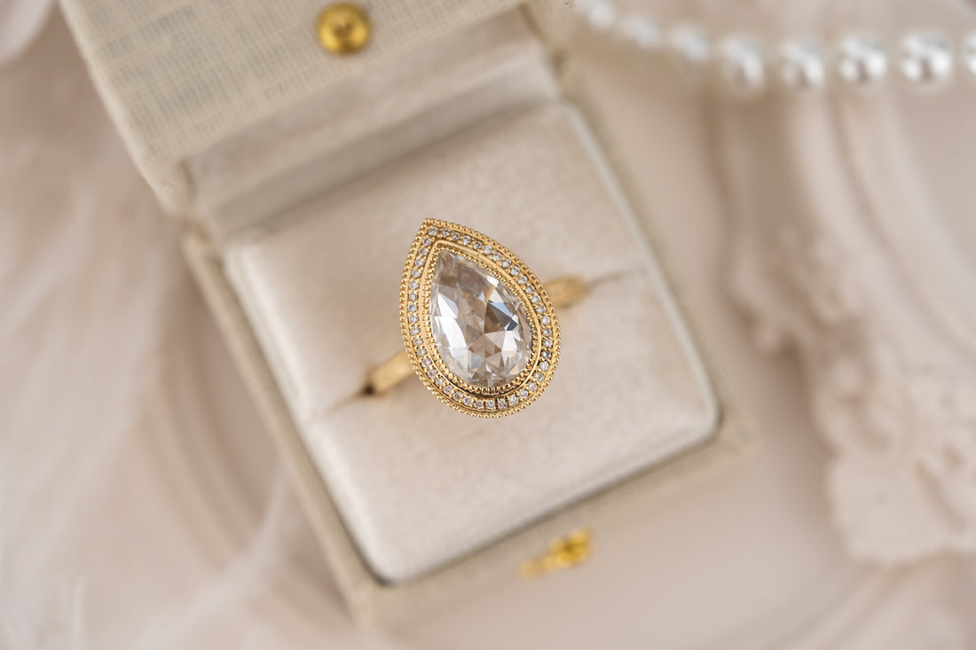 The Satine Ring | 2.58 CT Rose Cut Pear Diamond - Lavender Creek Gems 