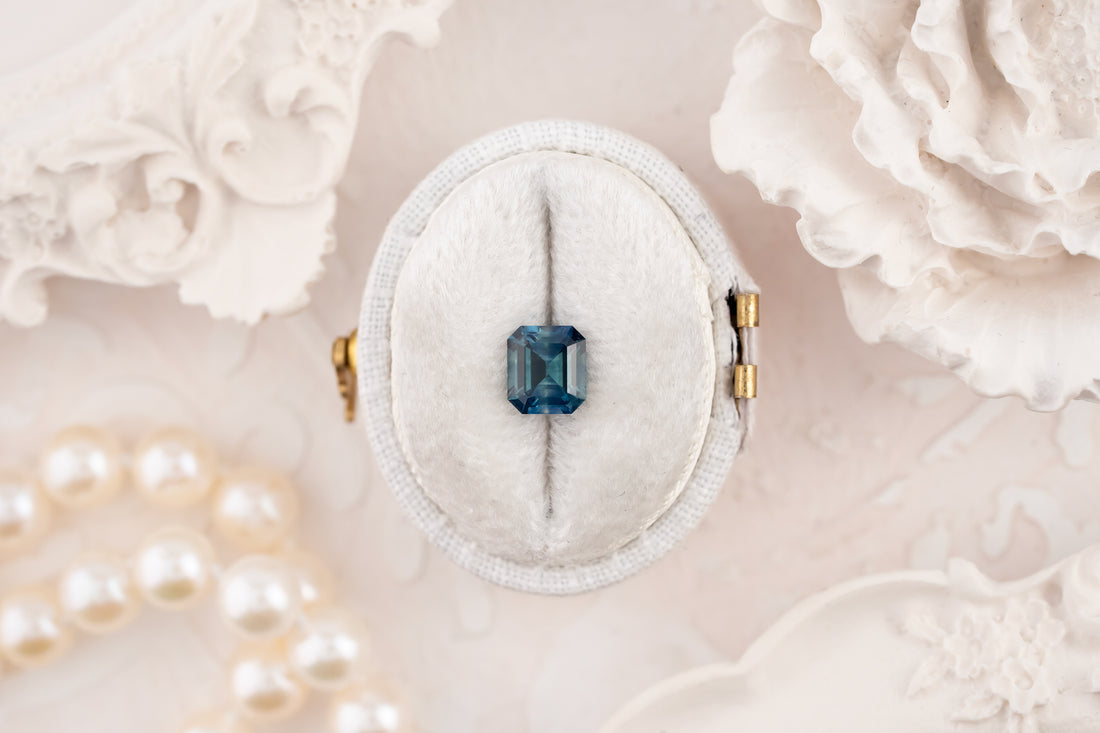 1.13 CT Emerald Cut Teal Blue Montana Sapphire - Lavender Creek Gems 