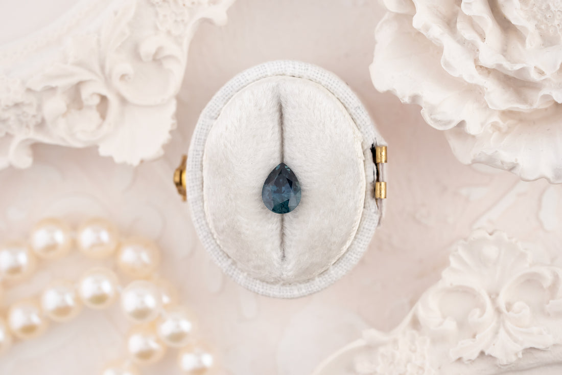 1.12 CT Pear Cut Teal Blue Montana Sapphire - Lavender Creek Gems 