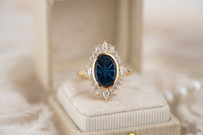 The Ethereal Ring | 2.83 CT Oval Starbrite™ Blue Sapphire