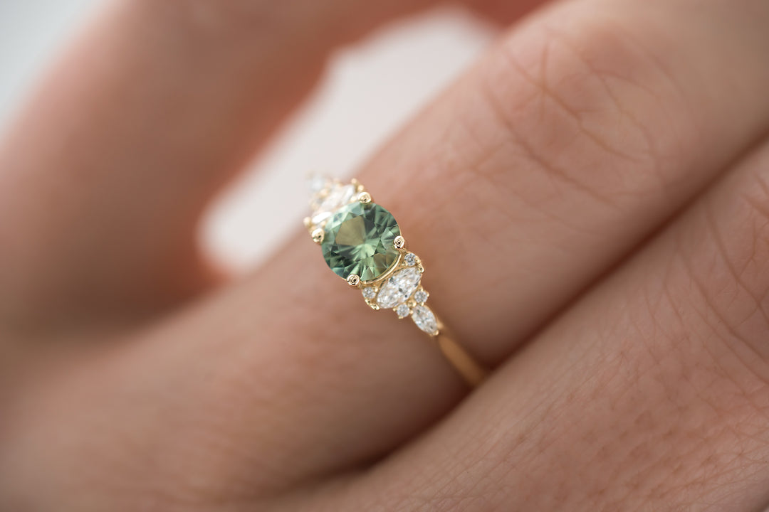 The Maeve 0.64 CT Round Blue Green Sapphire Ring