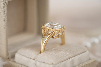 The Sitara Ring | 4 CT Old Mine Elongated Cushion Diamond