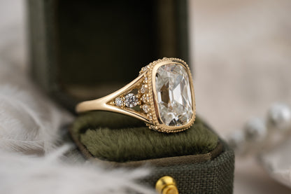 The Sitara Ring | 4 CT Old Mine Elongated Cushion Diamond