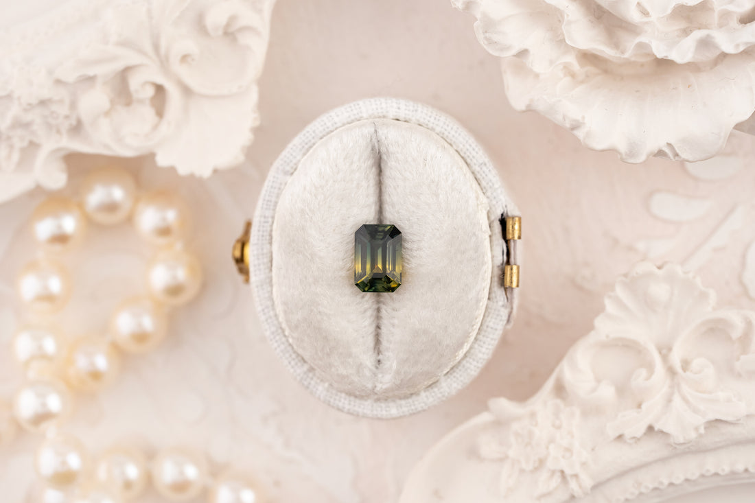 1.4 CT Emerald Cut Teal Bicolor Sapphire - Lavender Creek Gems 