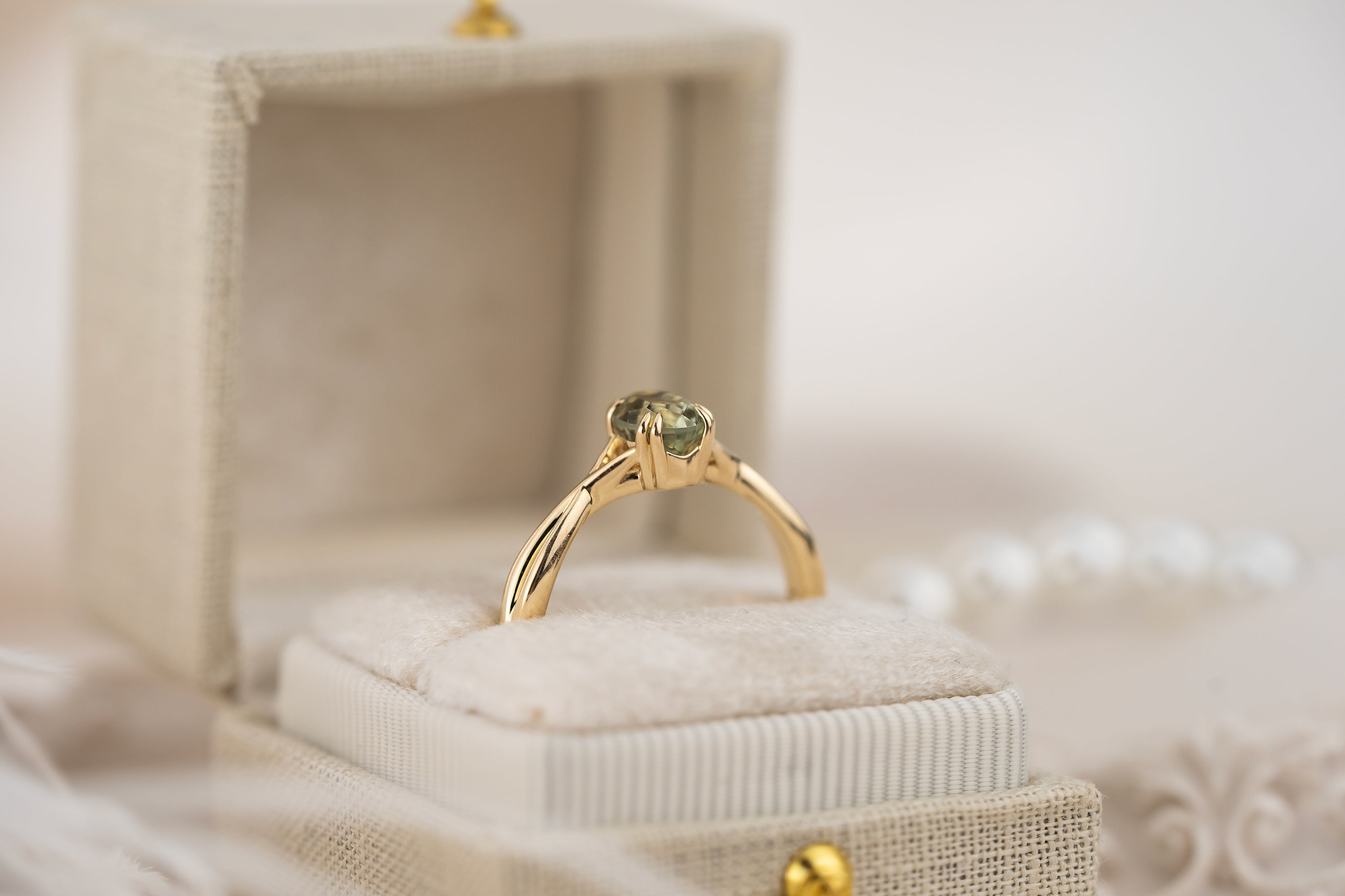 The Fates Ring | 1.1 CT Oval Regal Radiant™ Green Montana Sapphire