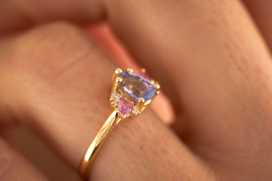 The Fleur 1.1 CT Purple + Pink Unicorn Sapphire Ring