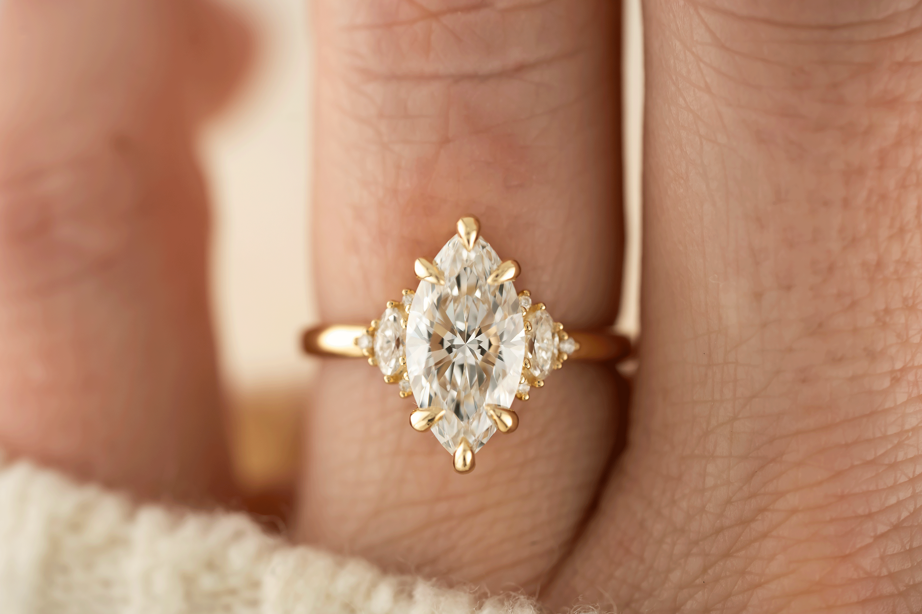 The Low Maren Ring | Marquise Diamond - Lavender Creek Gems 