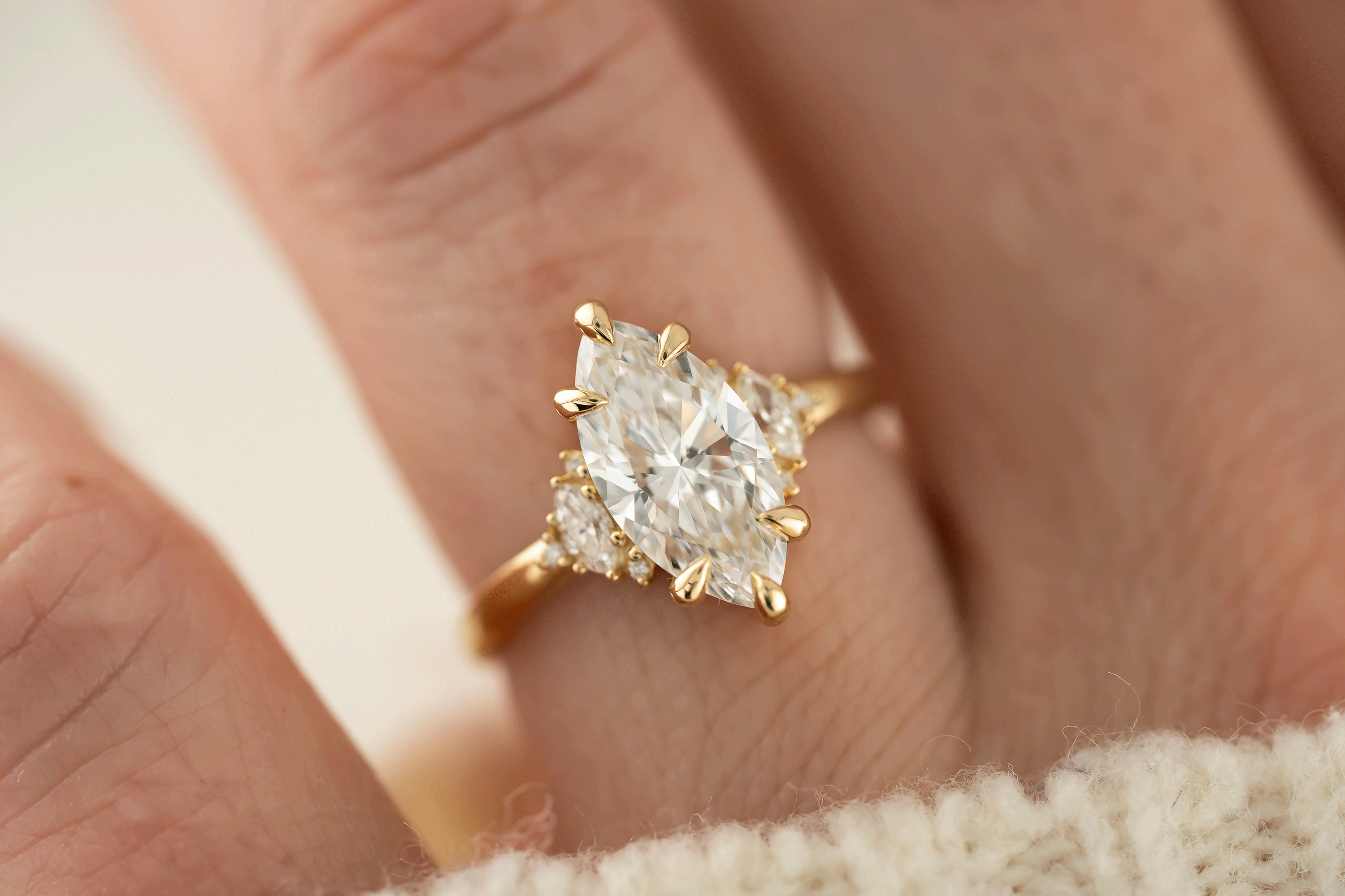 The Low Maren Ring | Marquise Diamond - Lavender Creek Gems 