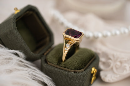 The Sitara Ring | 3.8 CT Radiant Rose Garnet