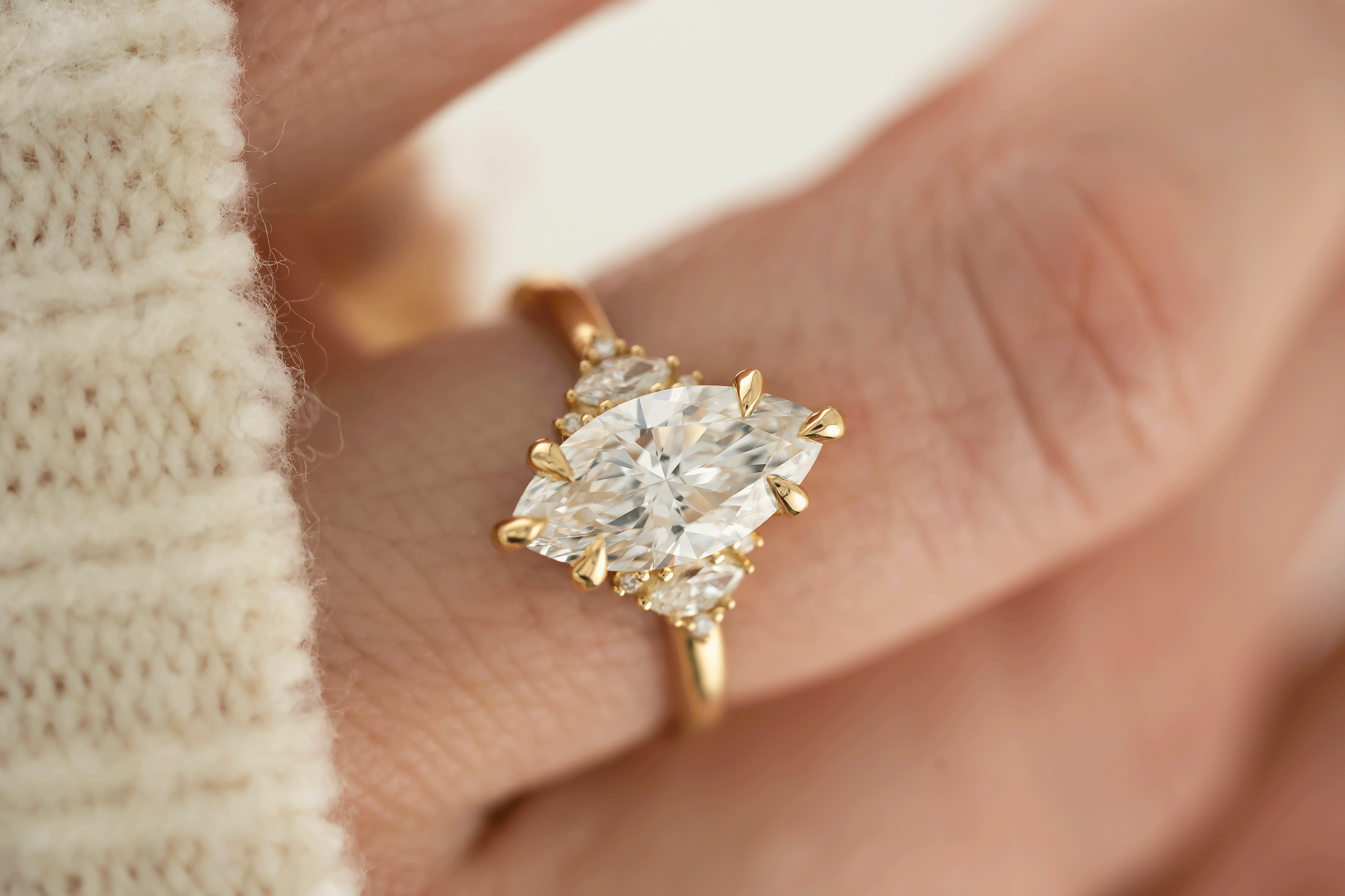 The Low Maren Ring | Marquise Diamond - Lavender Creek Gems 