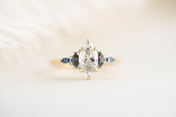 The Maeve Ring - 1 CT Marquise Lab Diamond + Montana Sapphire - Lavender Creek Gems 