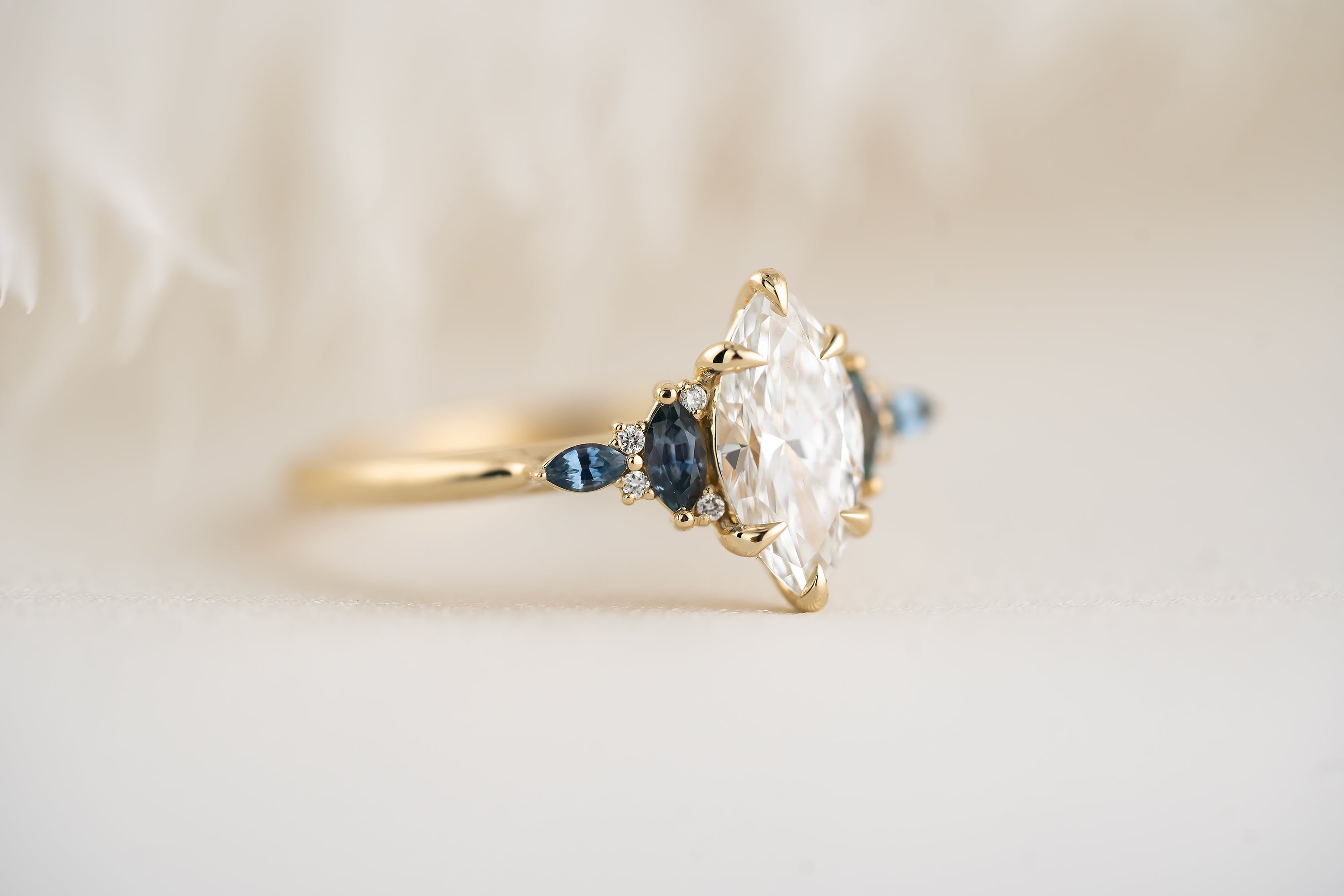 The Maeve Ring - 1 CT Marquise Lab Diamond + Montana Sapphire - Lavender Creek Gems 