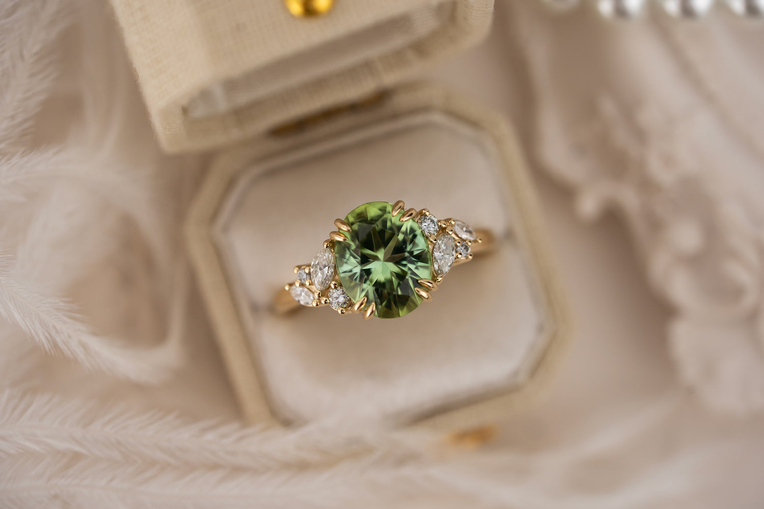 The Laurel Ring | 2.7 CT Oval Green Tourmaline