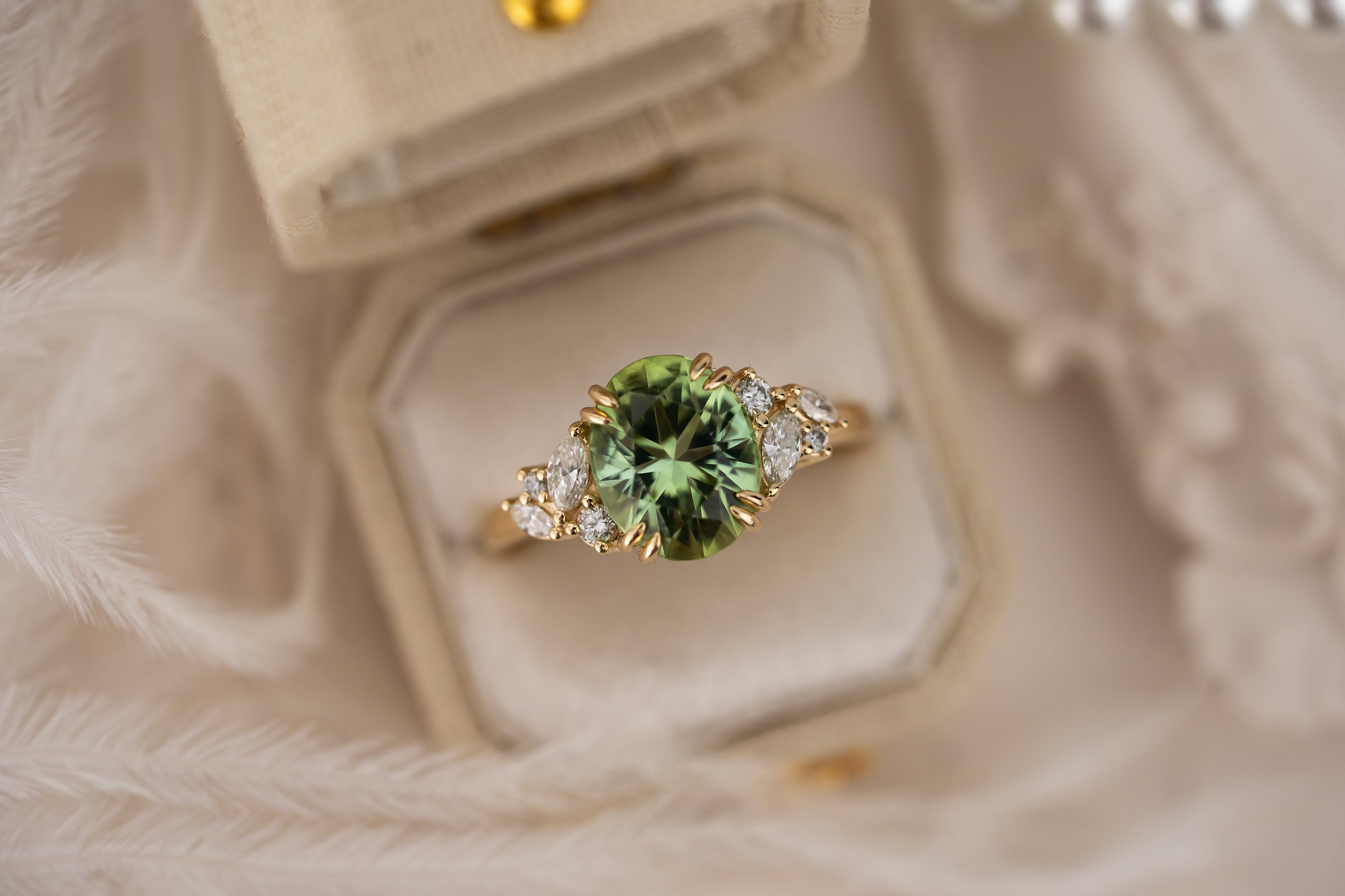 The Laurel Ring | 2.7 CT Oval Green Tourmaline