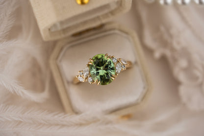 The Laurel Ring | 2.7 CT Oval Green Tourmaline