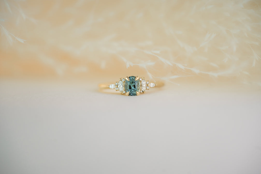 The Maeve 0.85 CT Oval Teal Sapphire Ring