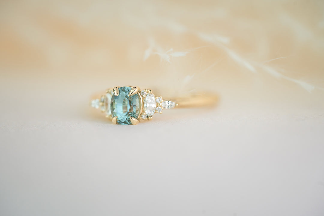 The Maeve 0.85 CT Oval Teal Sapphire Ring
