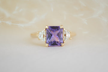 The Tría 2.56 CT Radiant Purple Sapphire Ring - Lavender Creek Gems 