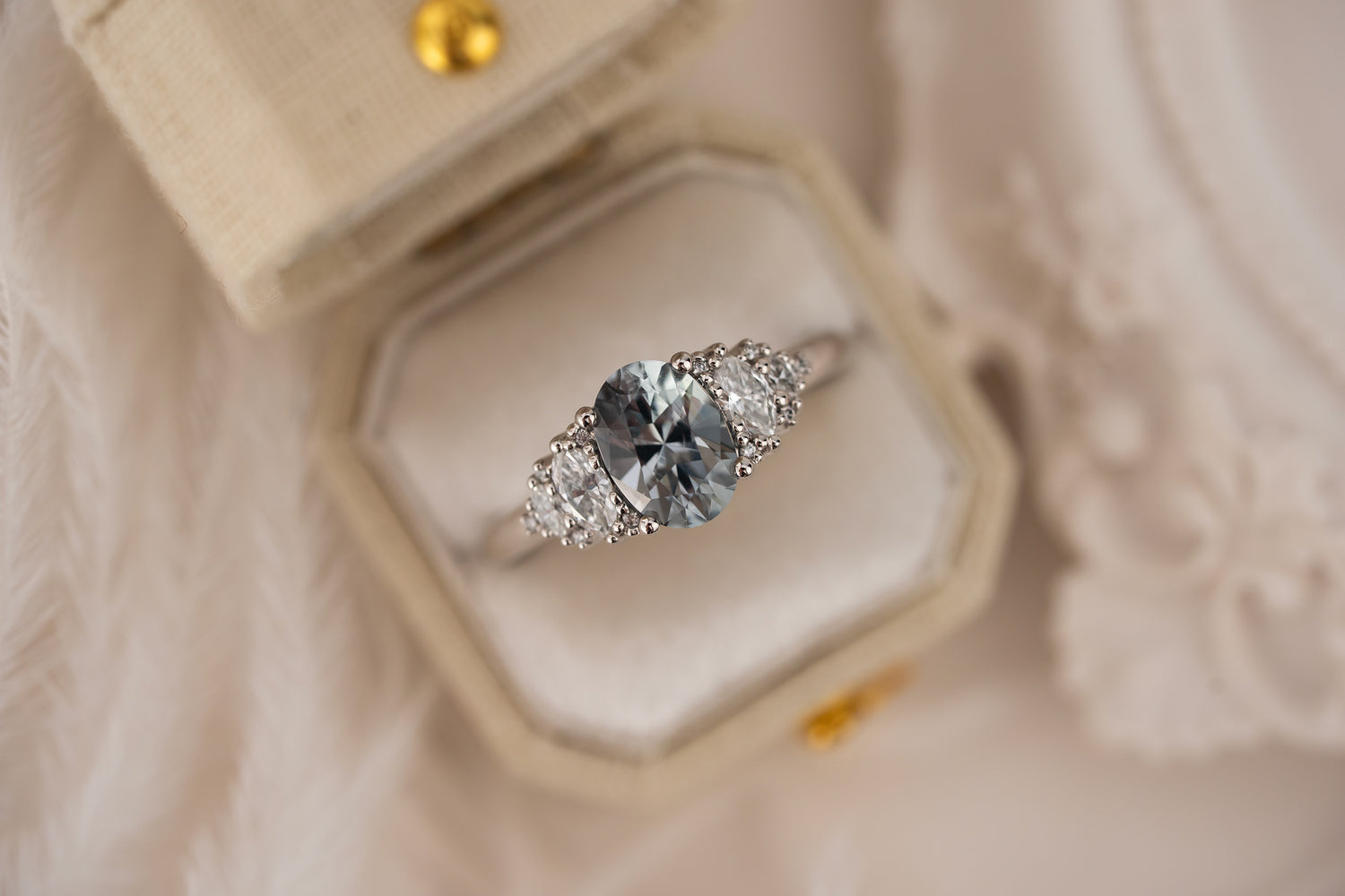 The Vivienne Ring | 1.94 CT Oval Cut Blue Sapphire