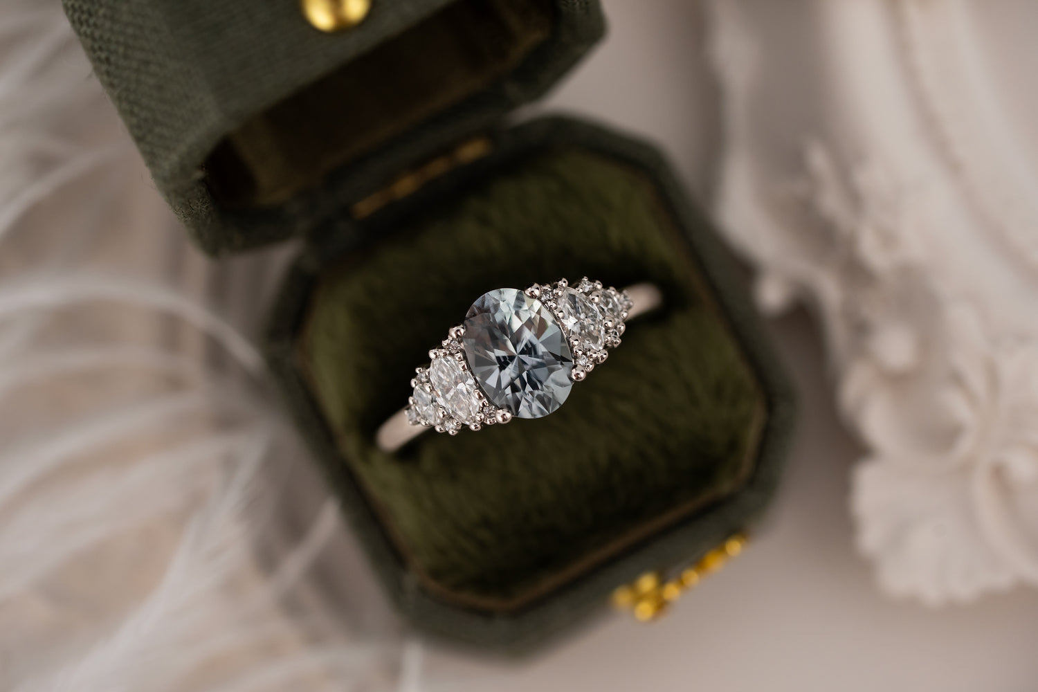 The Vivienne Ring | 1.94 CT Oval Cut Blue Sapphire