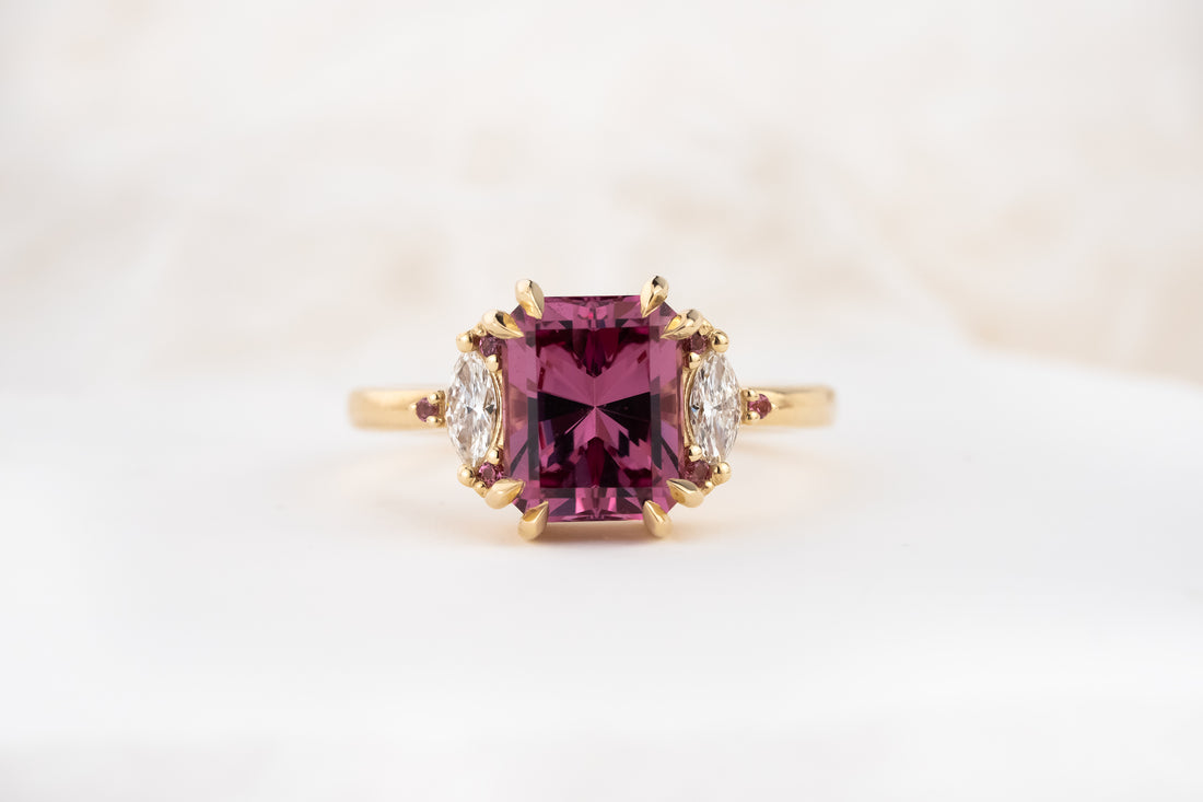 The Low Maren Ring | 3.15 CT Radiant Pink Garnet + Pink Tourmaline - Lavender Creek Gems 