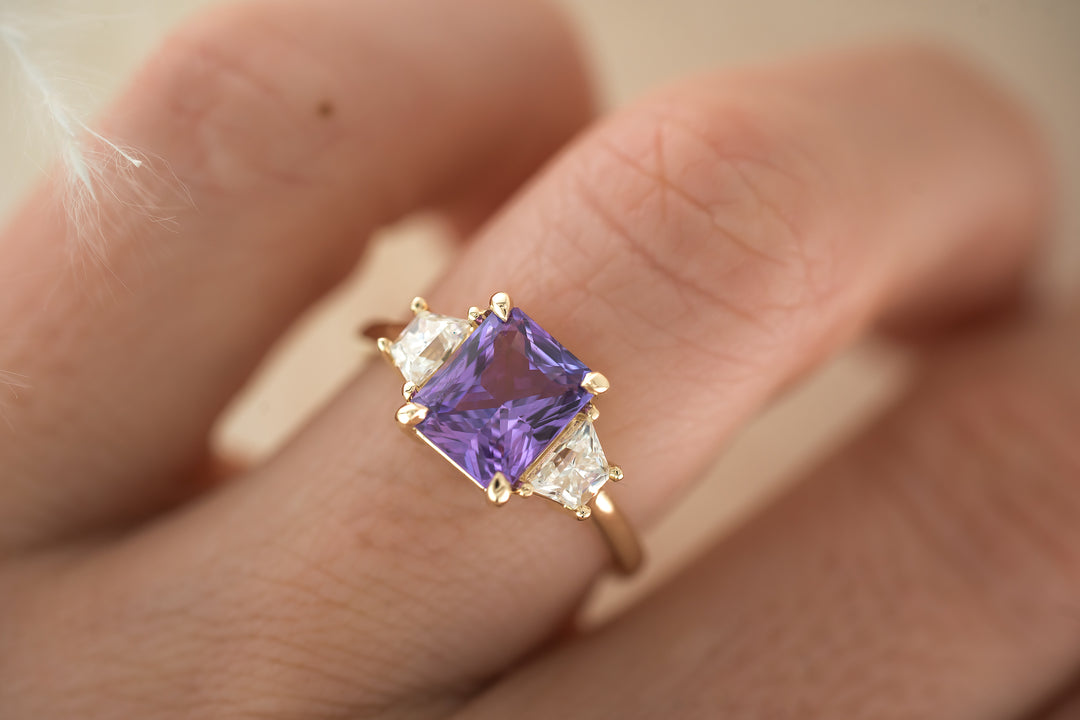 The Tría 2.56 CT Radiant Purple Sapphire Ring