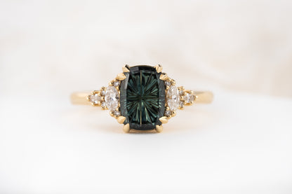 The Maeve Ring | 2.21 CT Elongated Cushion Starbrite™ Teal Green Australian Sapphire - Lavender Creek Gems 