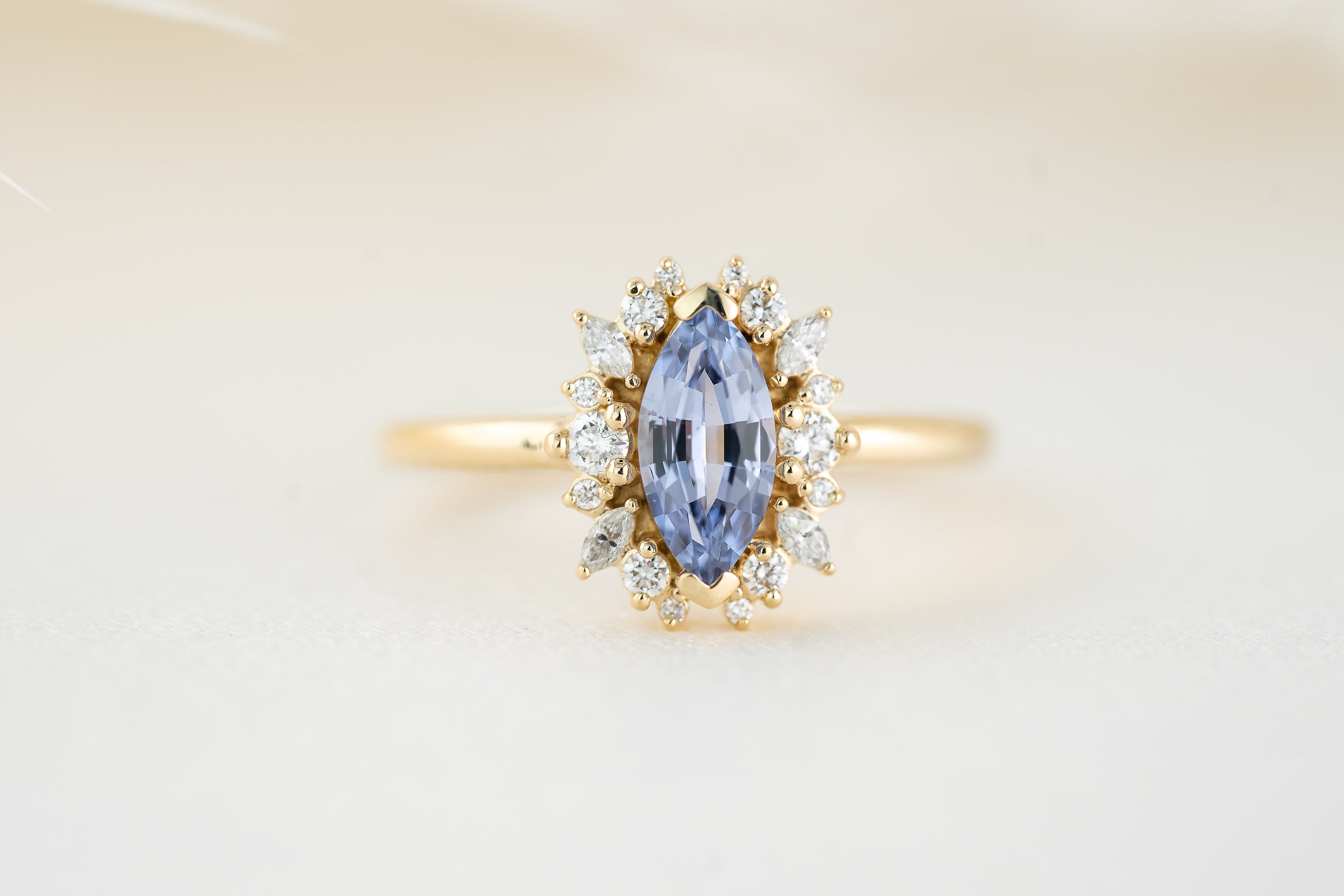 The Eleanor Ring | 0.83 CT Marquise Light Blue Sapphire - Lavender Creek Gems 