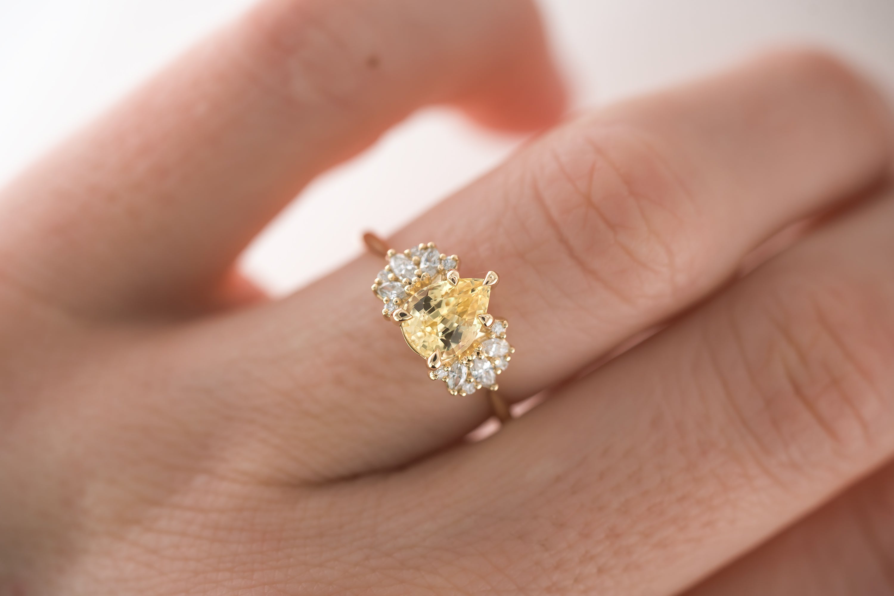 The Ambrosia 1.5 CT Pear Yellow Sapphire Ring - Lavender Creek Gems 